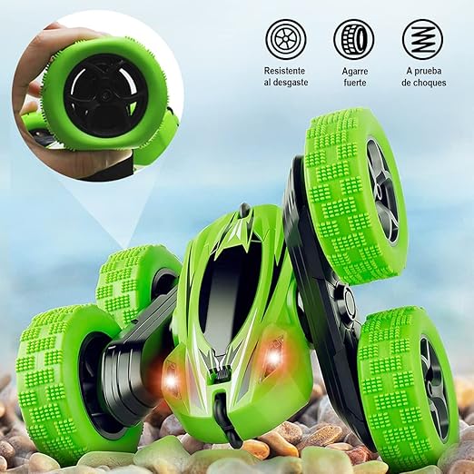 E T EASYTAO Carro de Control Remoto, Coche Control Remoto para Niño 4WD, Todoterreno Acrobático RC 2.4GHz, Rotación de 360 ° Carro Montable Recargable, Regalos de Juguetes para Día del Niño (Verde).