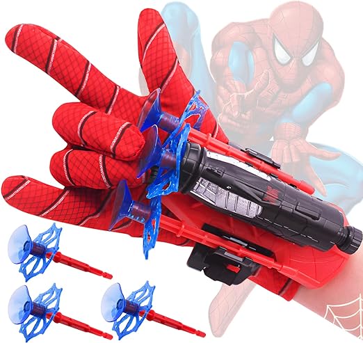 AXIDUN Kids Launcher Glove,Kids Plastic Cosplay Glove Hero Launcher,1 Lanzador + 3 Dardos con Ventosa Guante.