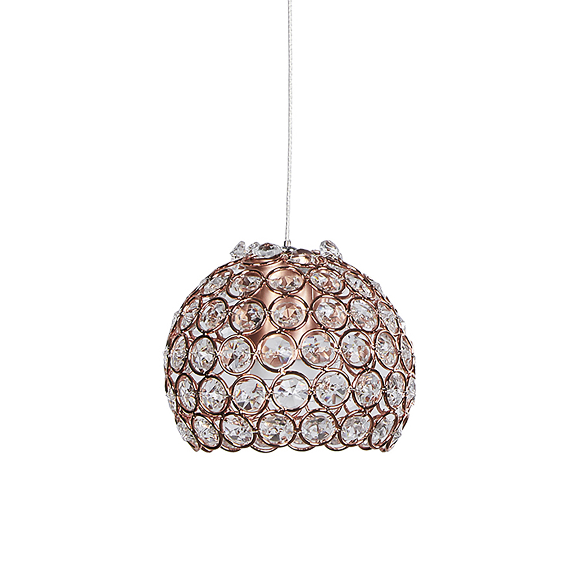 Candil Globo De 2 Luces Gamalux Cristal Cortado Hq K9 Oro Rosado.