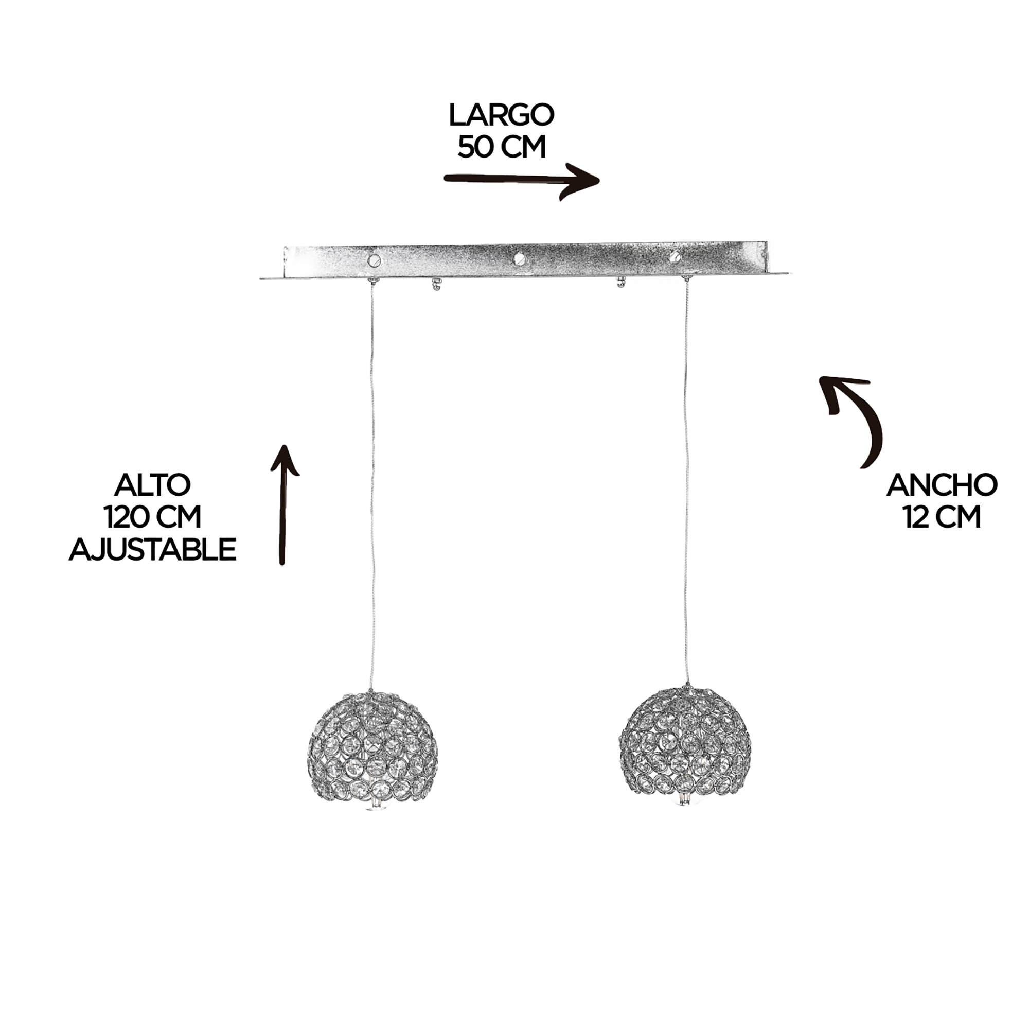 Candil Globo De 2 Luces Gamalux Cristal Cortado Hq K9 Oro Rosado.