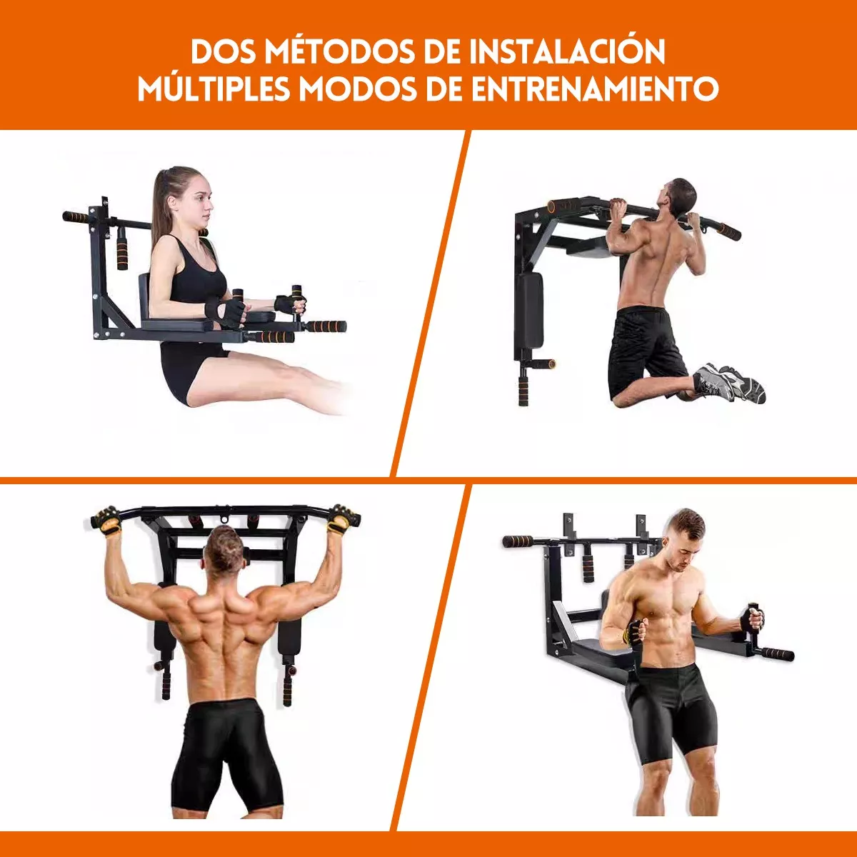 Barra Gym 8en1 Dominadas Pared Multifuncional.