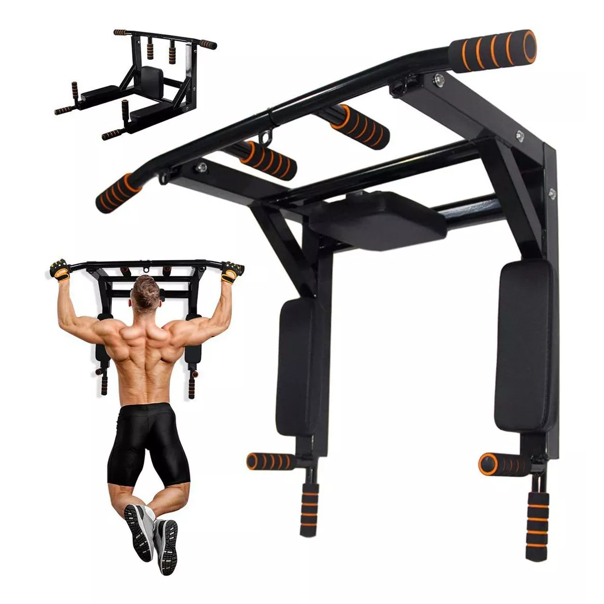 Barra Gym 8en1 Dominadas Pared Multifuncional.