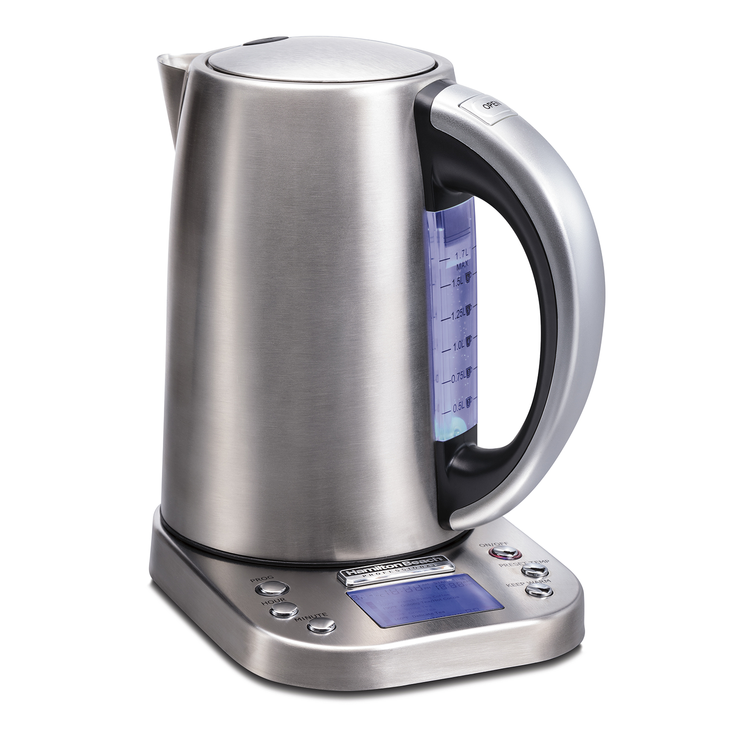 Hervidor de Agua Digital Hamilton Beach 41028 1.7 Lts Acero Inoxidable.