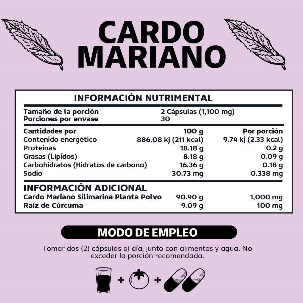 Suplemento Alimenticio Beyond Vitamins  Cardo Mariano con Raíz de Cúrcuma 60 Cápsulas