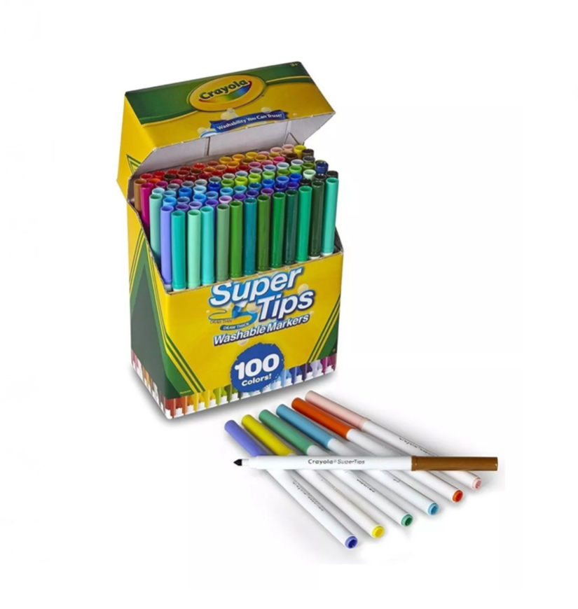 Super Tips Crayola 100 Plumones Marcadores Delgados Lavables.
