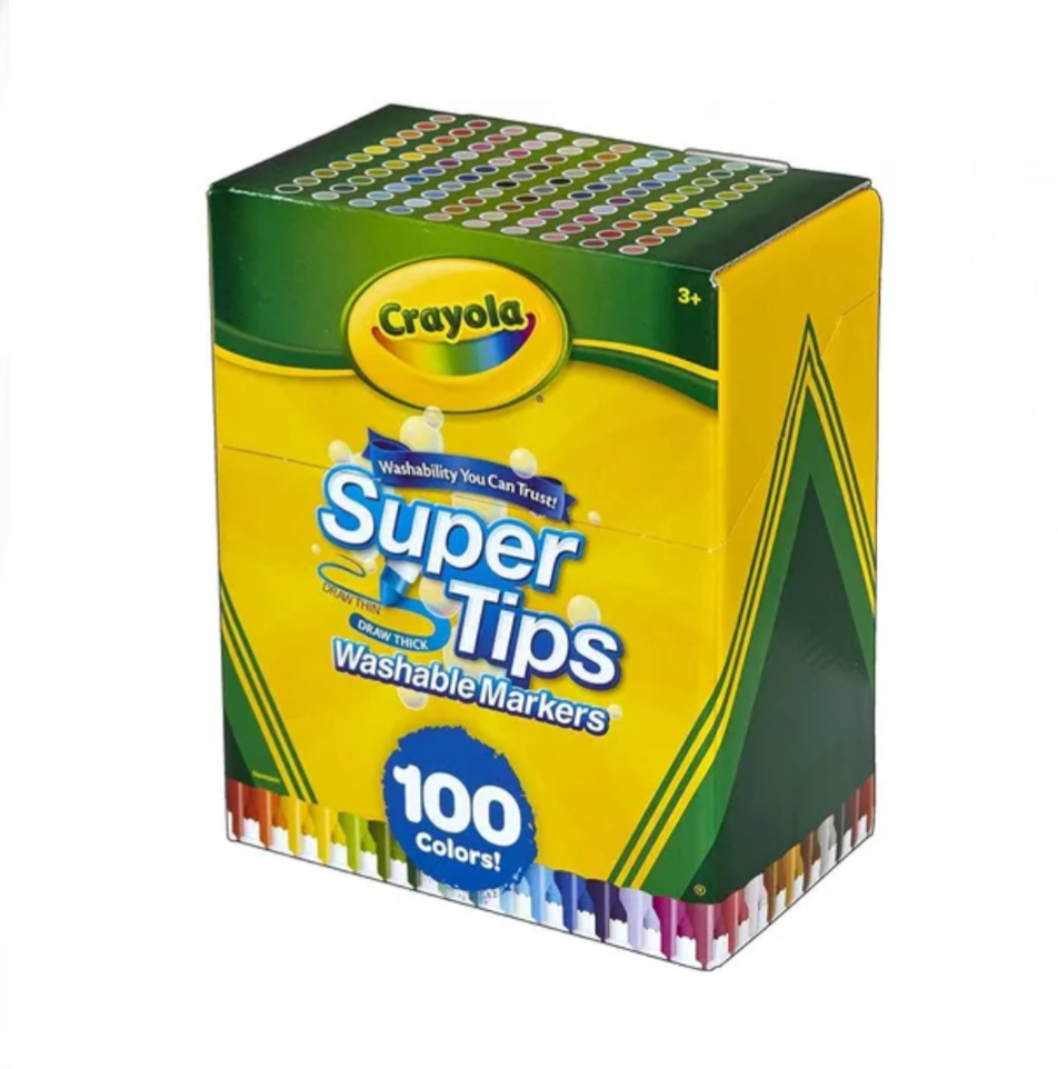 Super Tips Crayola 100 Plumones Marcadores Delgados Lavables.