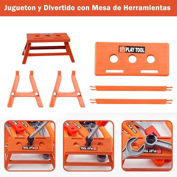 Juego de Herramientas para Niños, 47pcs Herramientas de Juguete con Chaleco y Taladro Eléctrico, Traje de Construcción de Juego de Simulación Regalo Navidad Cumpleaños para Niños 3 4 5 6 7 8 Año.
