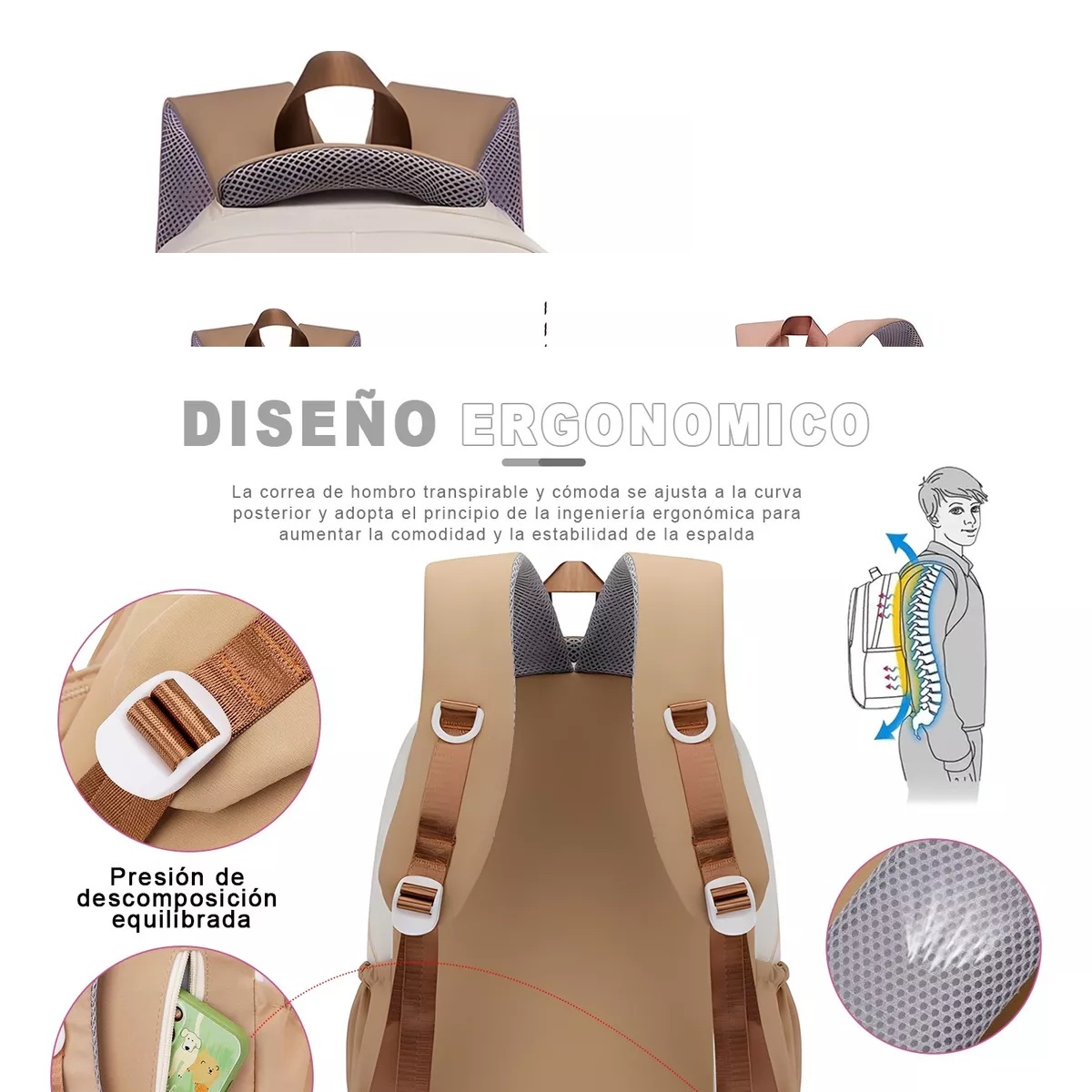 M Mochila Impermeable Mochila Viaje Bolsa Escolar Estilo Juvenil Adolescente Casual De Gran Capacidad Con Multibolsillos Para Laptop 15.6in 30l.