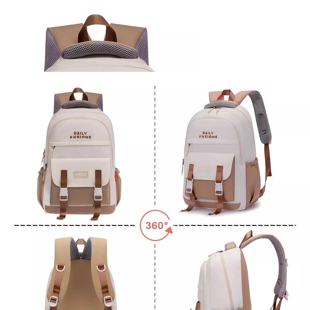 M Mochila Impermeable Mochila Viaje Bolsa Escolar Estilo Juvenil Adolescente Casual De Gran Capacidad Con Multibolsillos Para Laptop 15.6in 30l.
