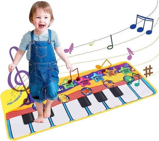 Nasjac Alfombrilla de Musicales de Piano para Niños - Teclados de Piano Juguete Instruments, Plegable Electrónico Táctil Pianos 5 Modos 10 Melodies, Juguetes de Educación Regalos para Niños Niñas.