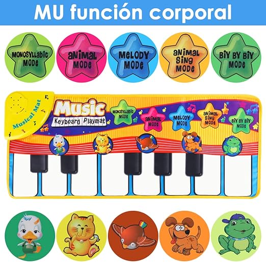 Nasjac Alfombrilla de Musicales de Piano para Niños - Teclados de Piano Juguete Instruments, Plegable Electrónico Táctil Pianos 5 Modos 10 Melodies, Juguetes de Educación Regalos para Niños Niñas.