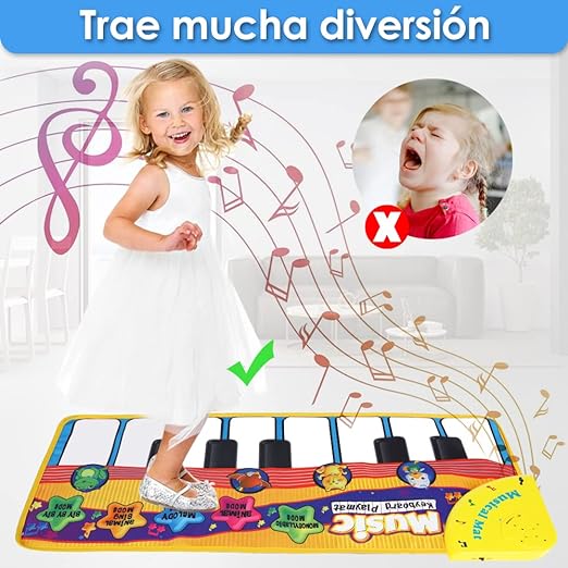 Nasjac Alfombrilla de Musicales de Piano para Niños - Teclados de Piano Juguete Instruments, Plegable Electrónico Táctil Pianos 5 Modos 10 Melodies, Juguetes de Educación Regalos para Niños Niñas.