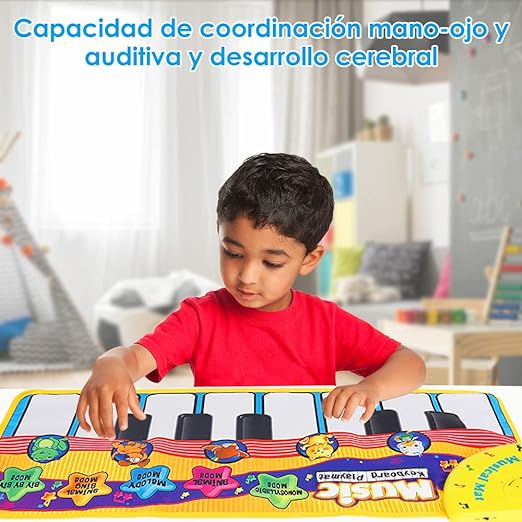 Nasjac Alfombrilla de Musicales de Piano para Niños - Teclados de Piano Juguete Instruments, Plegable Electrónico Táctil Pianos 5 Modos 10 Melodies, Juguetes de Educación Regalos para Niños Niñas.