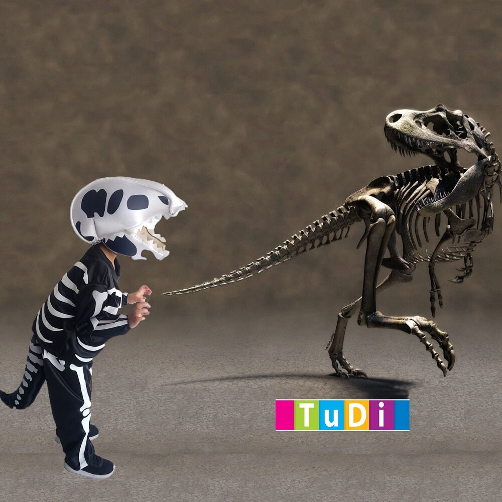 Disfraz de Dinosaurio Calavera - Disfraces de Calaca para Halloween -Traje de Esqueleto Día de Muertos.