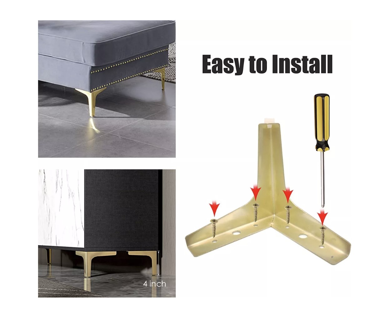 4pz Patas Para Muebles Cama Y Sofá Elevadores Apilables 13cm T