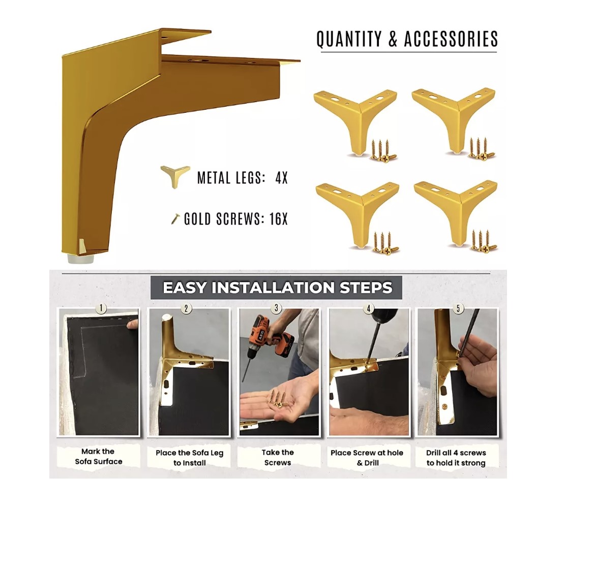 4pz Patas Para Muebles Cama Y Sofá Elevadores Apilables 13cm T