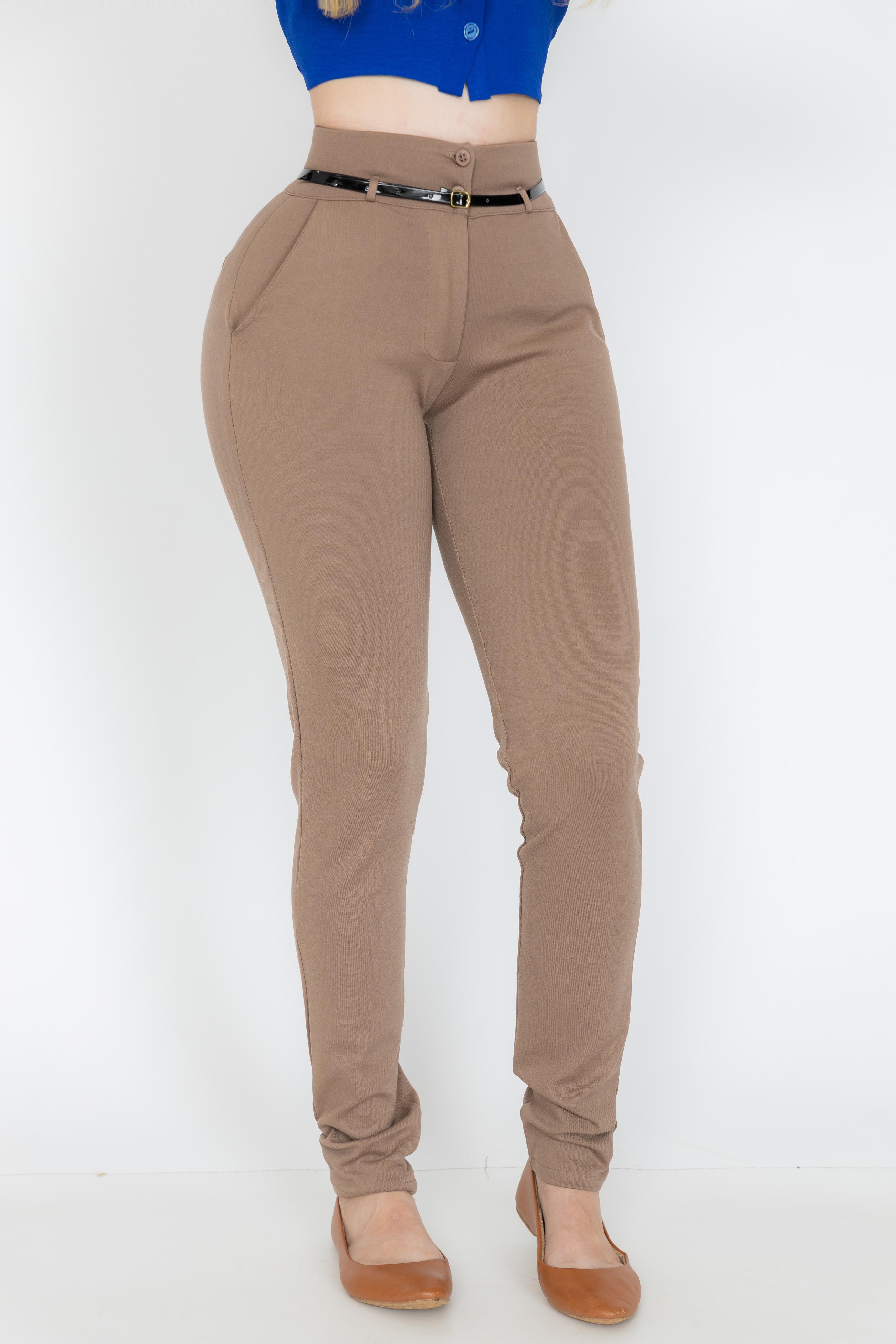 Pantalón Dama Moda Mujer Tiro Alto Vestir negocios casual Levanta pompa 