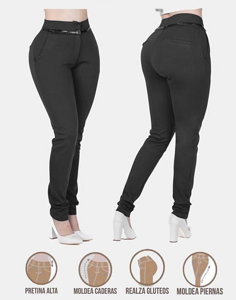 Pantalón Dama Moda Mujer Tiro Alto Vestir negocios casual Levanta pompa 