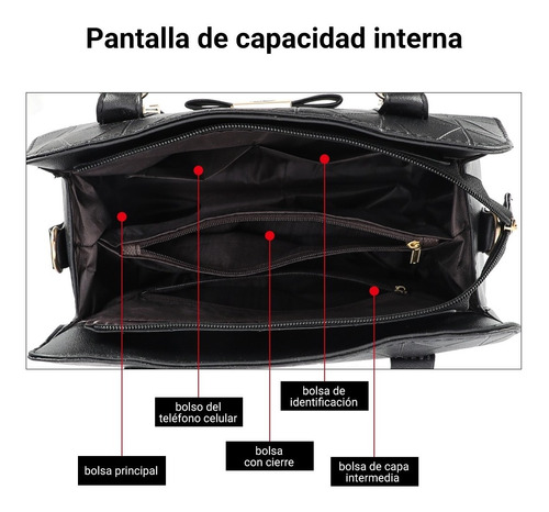 Bolsa Tote Para Mujer Bolso De Mano Con Gran Capacidad Negro