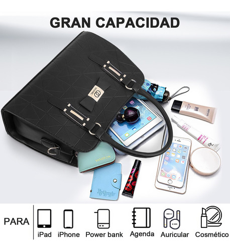 Bolsa Tote Para Mujer Bolso De Mano Con Gran Capacidad Negro