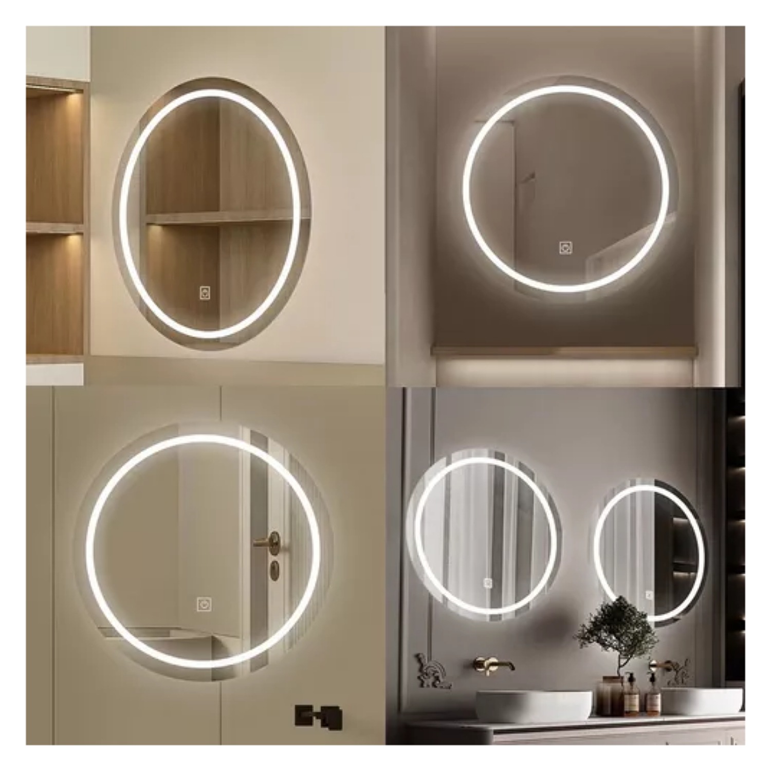 Espejos Led Redondo Touch Decorativos Pared Baños Con Luces