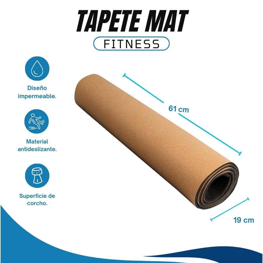 Tapete Yoga Mat De Corcho Premium Pilates Antideslizante