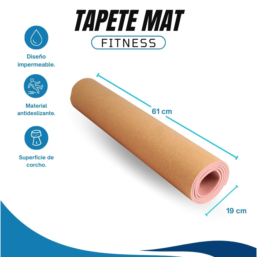 Tapete Yoga Mat De Corcho Premium Pilates Antideslizante