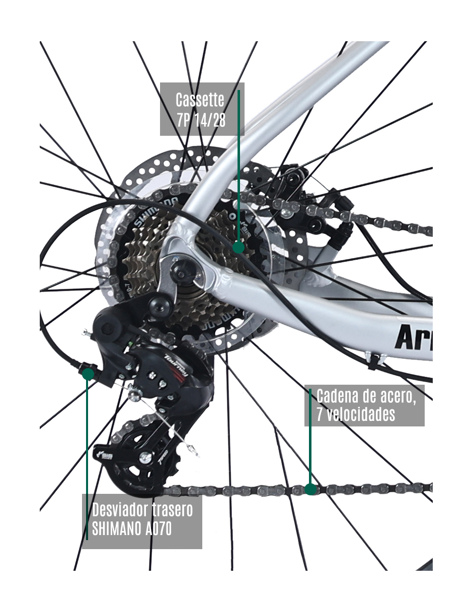 BICICLETA DE RUTA ARMSTRONG R700 54 PLATEADO