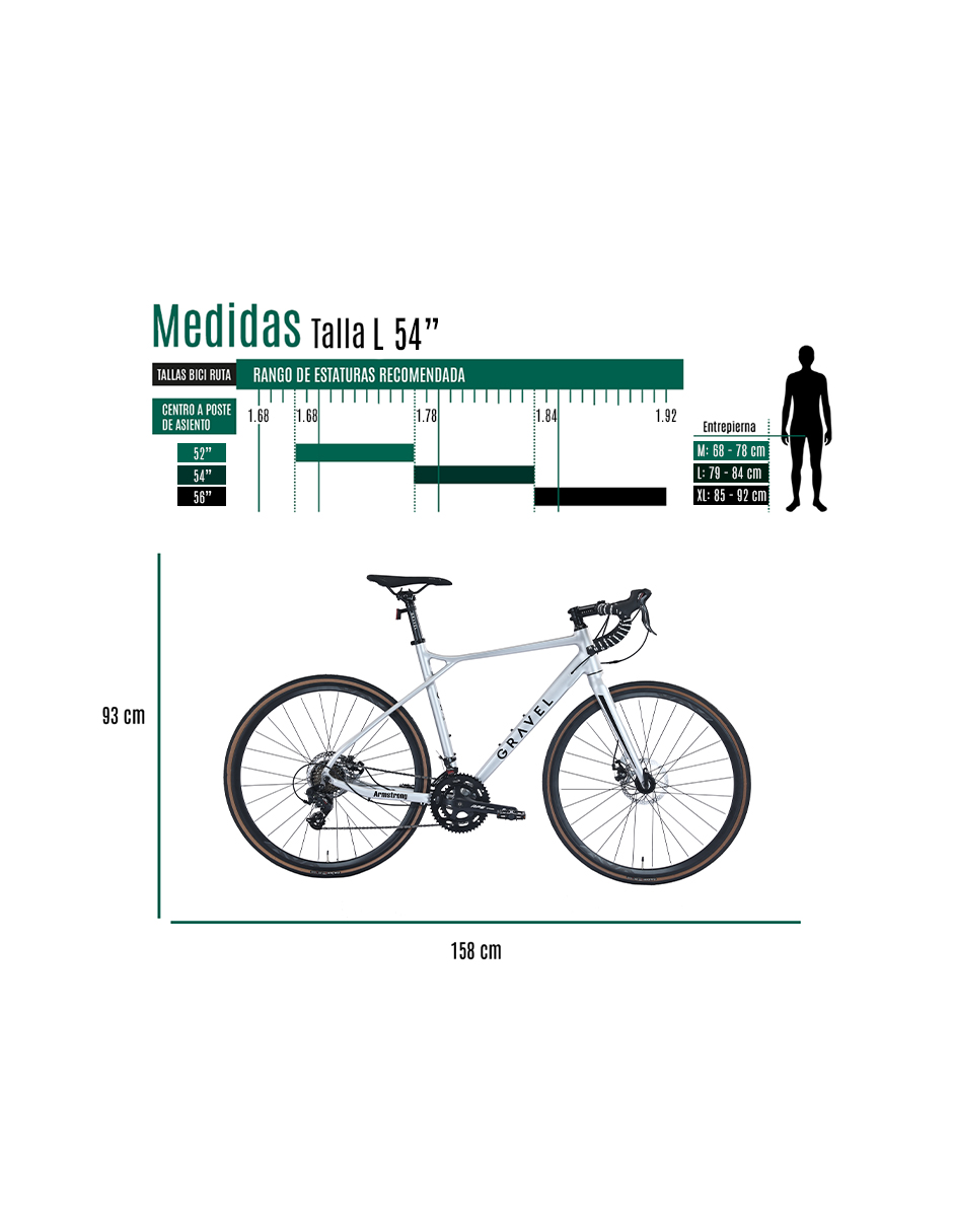BICICLETA DE RUTA ARMSTRONG R700 54 PLATEADO