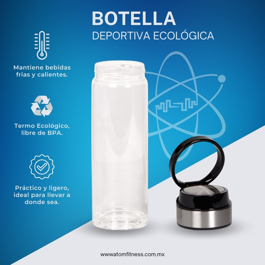 Botella Deportiva Termo Ecológico De Vidrio
