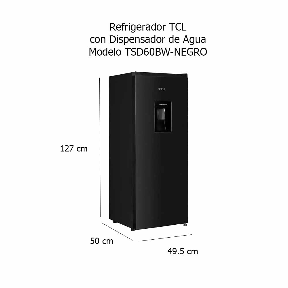 Refrigerador TCL 6 Pies Cúbicos con Dispensador de Agua TSD60BW-NEGRO