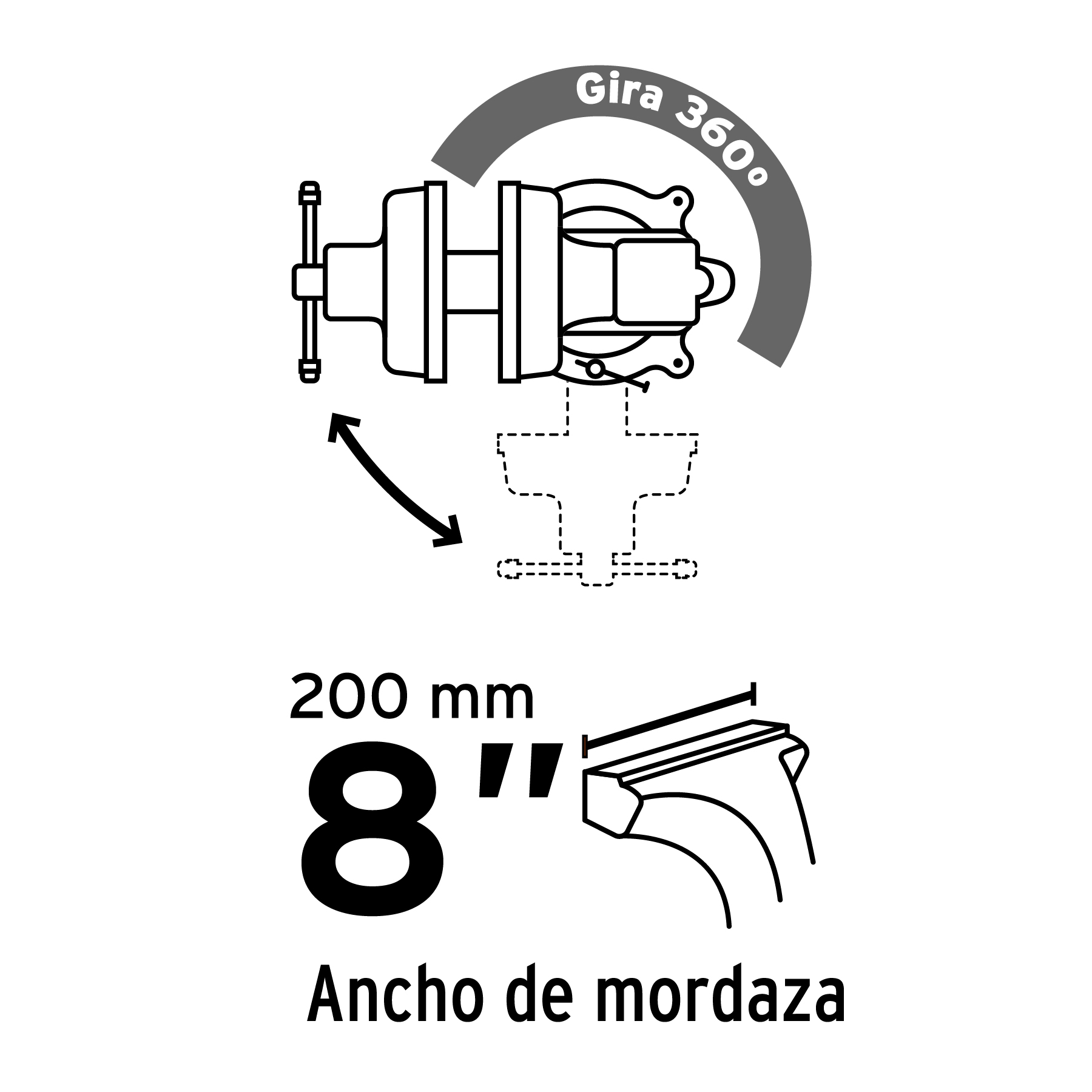 Tornillo de banco 8 pulgadas de hierro gris, Pretul