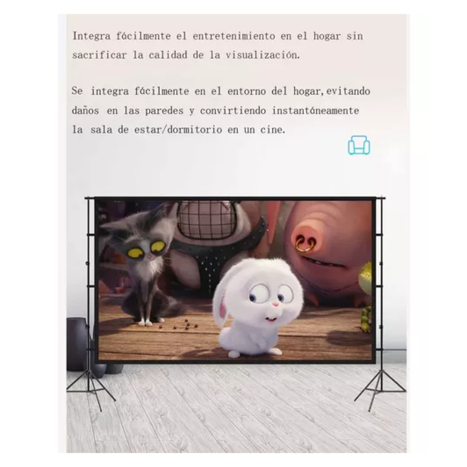Pantalla Para Proyector Enrollable De 120 Con Tripie Soporte