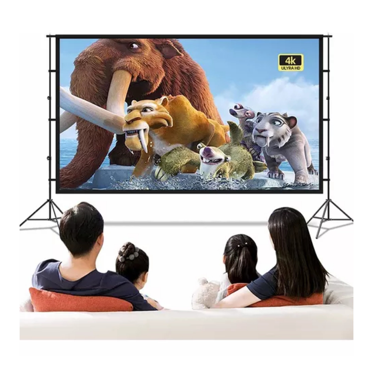 Pantalla Para Proyector Enrollable De 120 Con Tripie Soporte