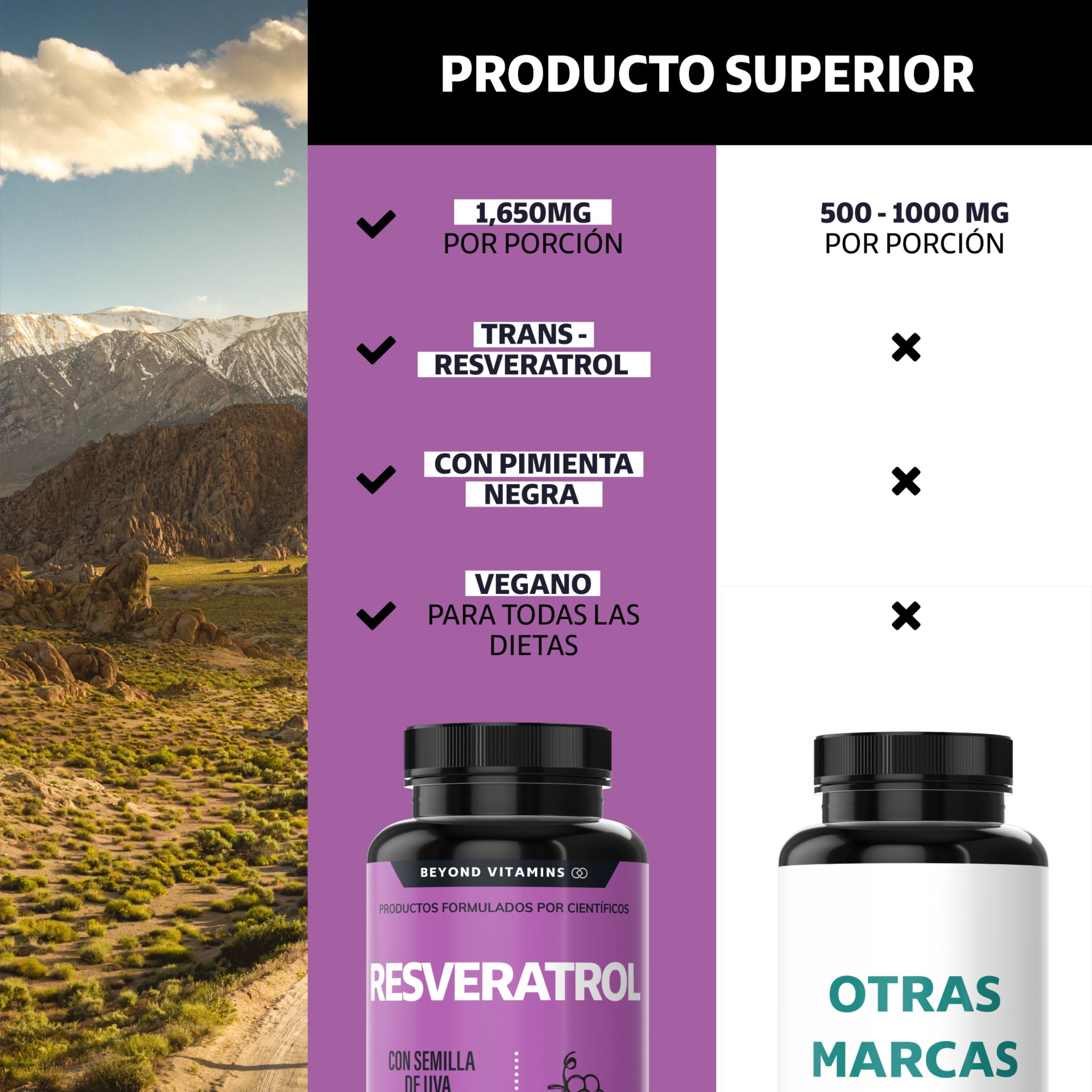 Suplemento Alimenticio Beyond Vitamins Resveratrol 60 cápsulas