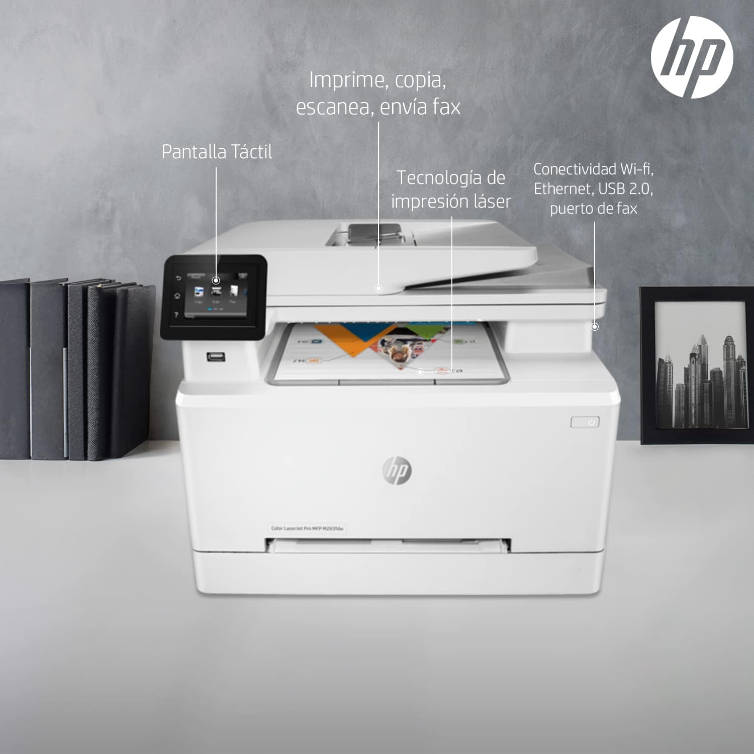 Impresora Multifuncional HP Color LaserJet Pro MFP M283fdw, WiFi, Impresión a doble cara, AAD (7KW75A)
