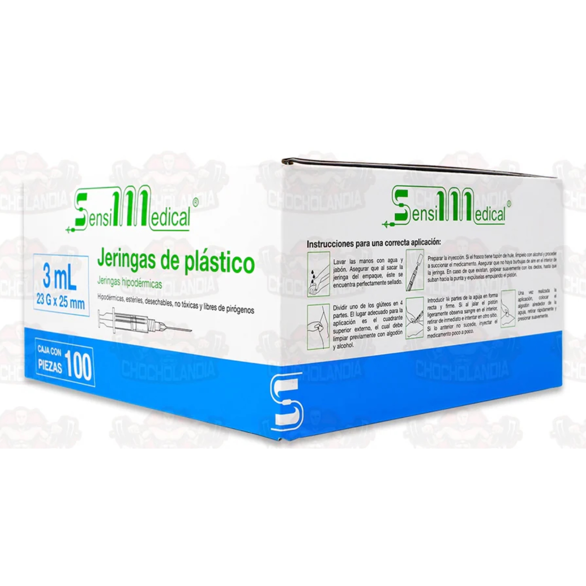 Jeringa Sensimedical 3ml C/aguja 23gx25mm Azul Caja C/100pz Capacidad En Volumen 3 cc