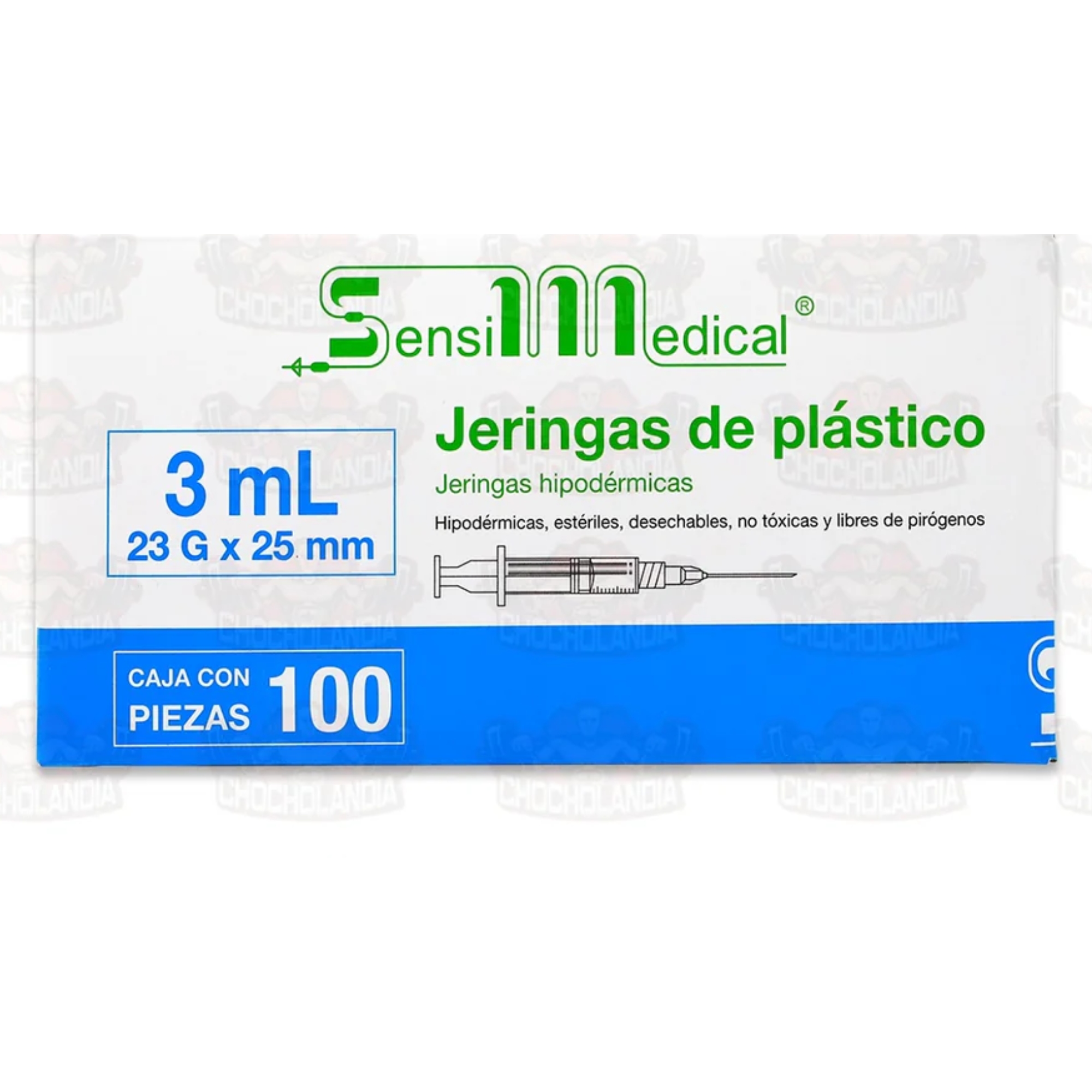 Jeringa Sensimedical 3ml C/aguja 23gx25mm Azul Caja C/100pz Capacidad En Volumen 3 cc