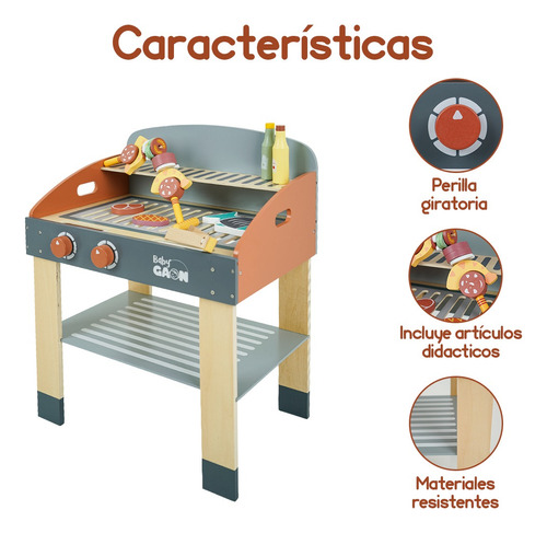 Cocinita De Juguete Parrilla Asador Juego Didáctico Infantil