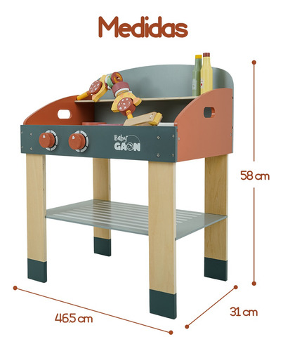 Cocinita De Juguete Parrilla Asador Juego Didáctico Infantil