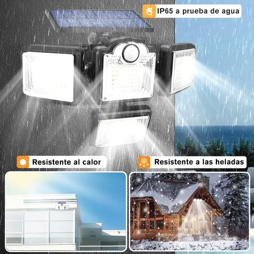 Lampara Solar Exterior Jardín Pared 192 Led Ip65