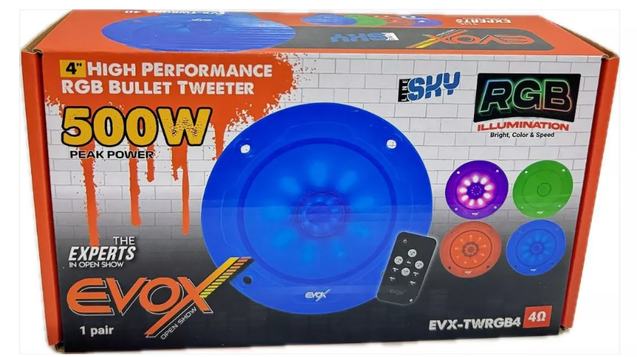 Tweeter HORN RGB Evox EVX-TWRGB4 4 Pulg 250W RMS 4 Ohms PAR