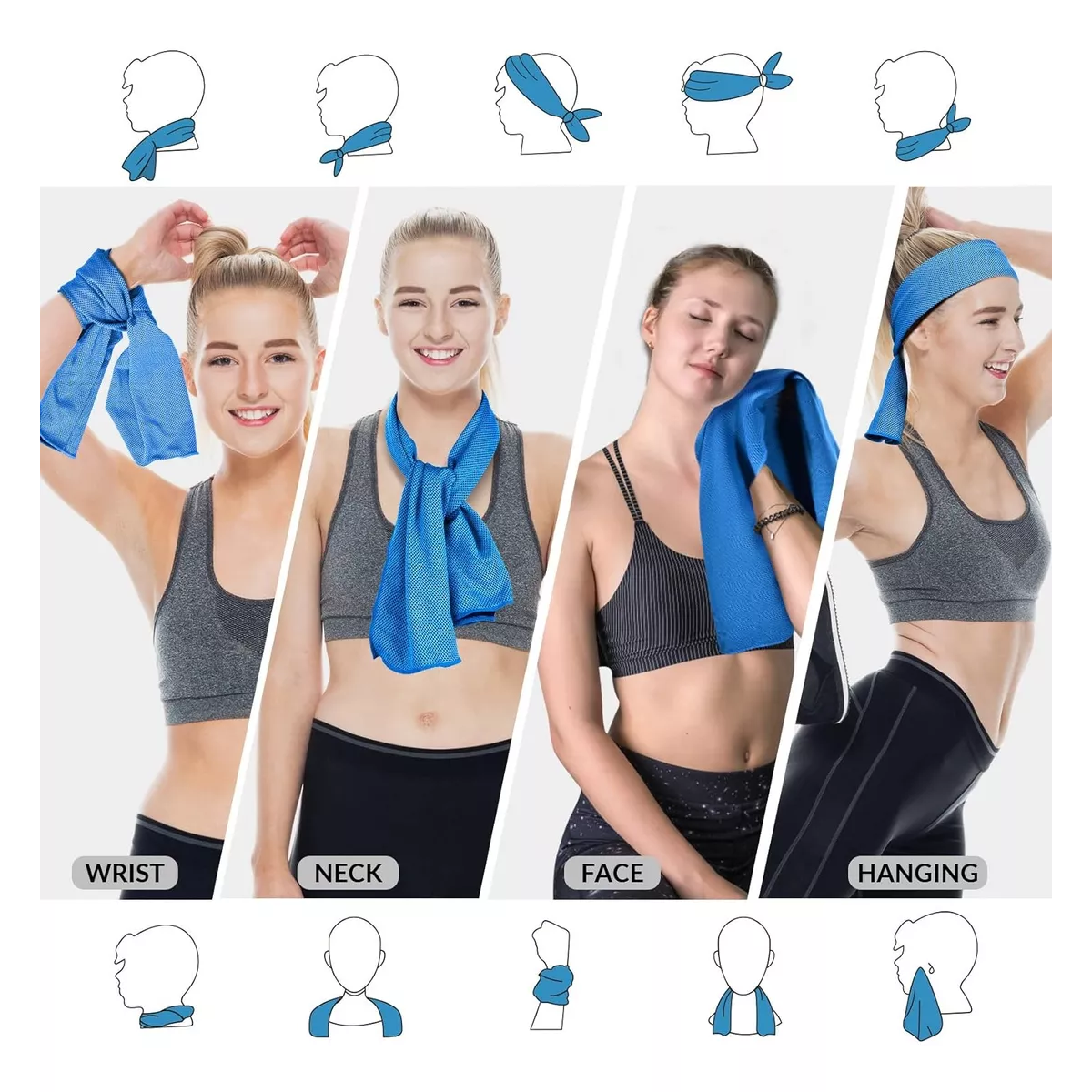 Set 4 Toalla Deportiva Microfibra Enfriamiento Para Gym Natación