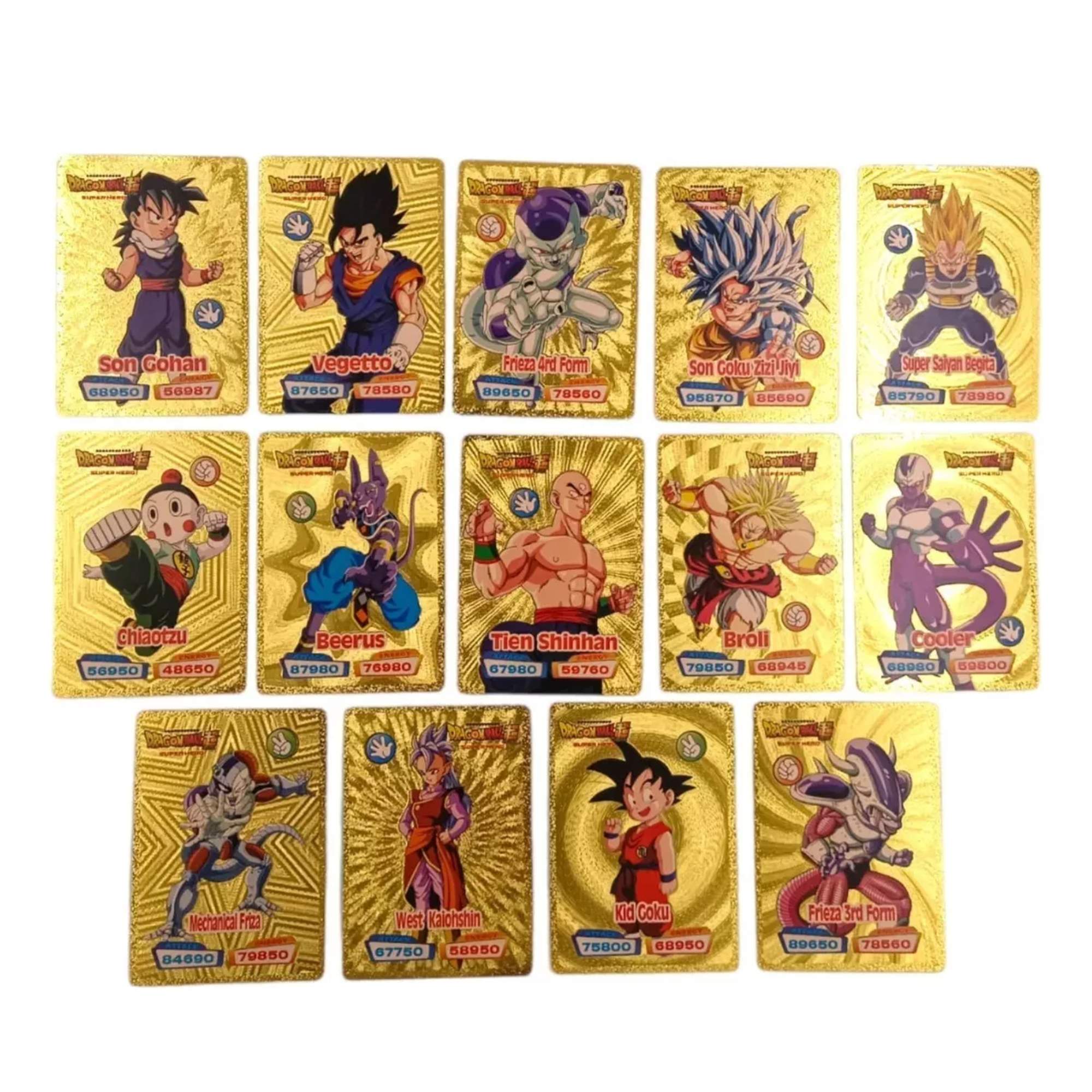 Juego De Cartas Tarjetas Dragon Ball Doradas Colección 55pz