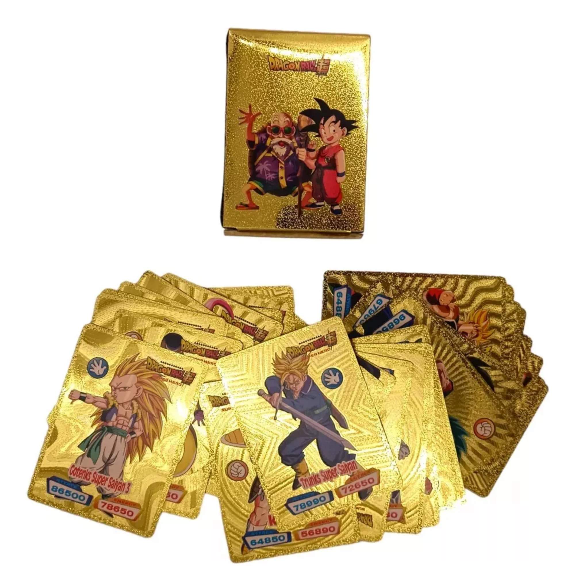Juego De Cartas Tarjetas Dragon Ball Doradas Colección 55pz