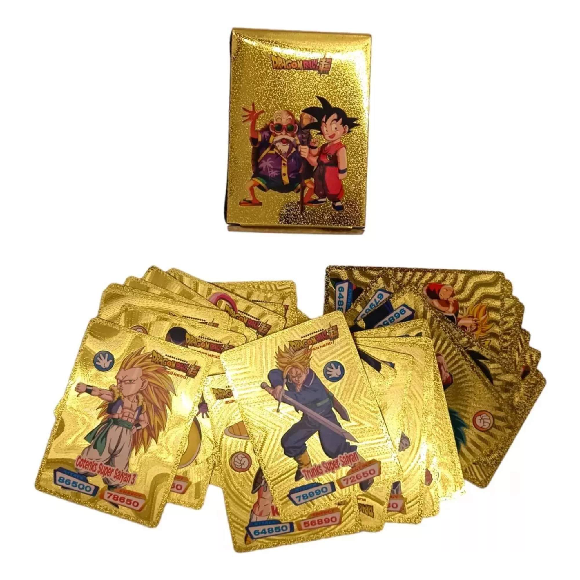 Juego De Cartas Tarjetas Dragon Ball Doradas Colección 55pz