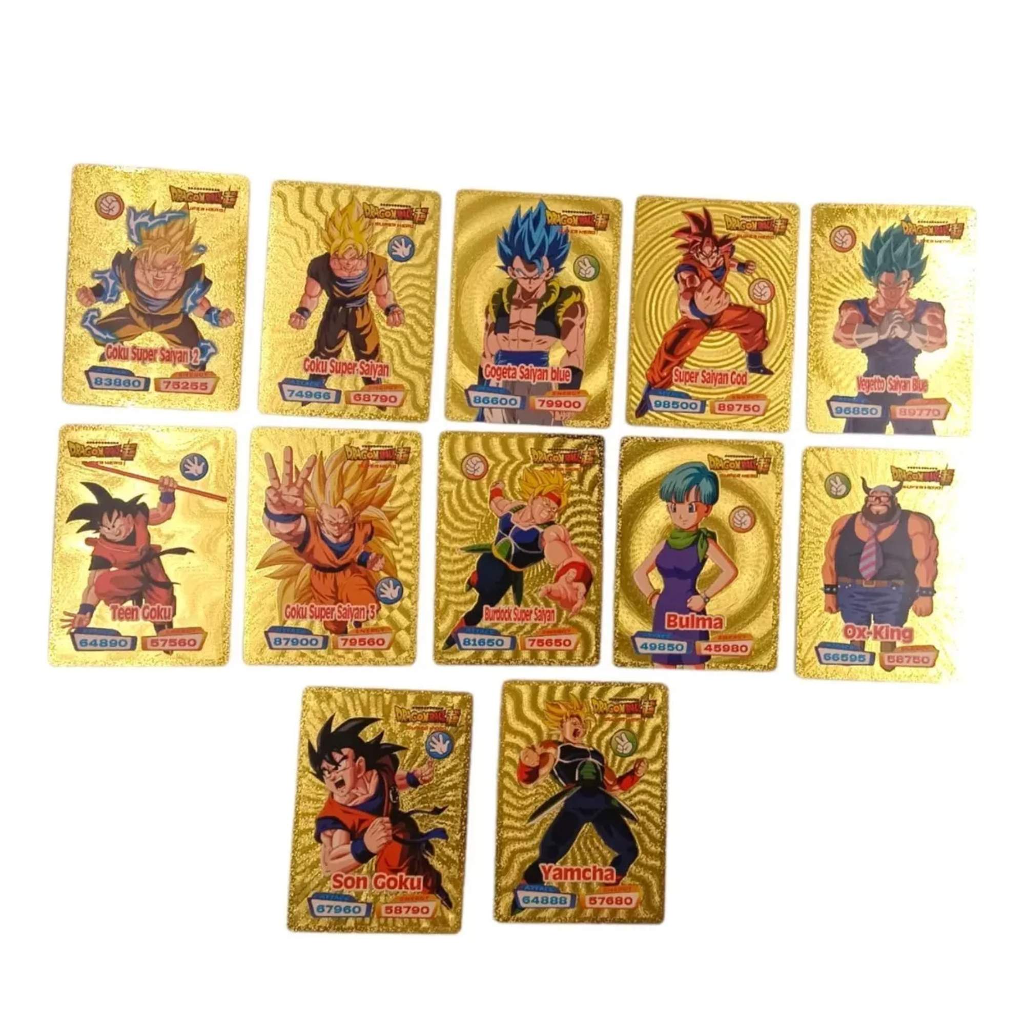 Juego De Cartas Tarjetas Dragon Ball Doradas Colección 55pz