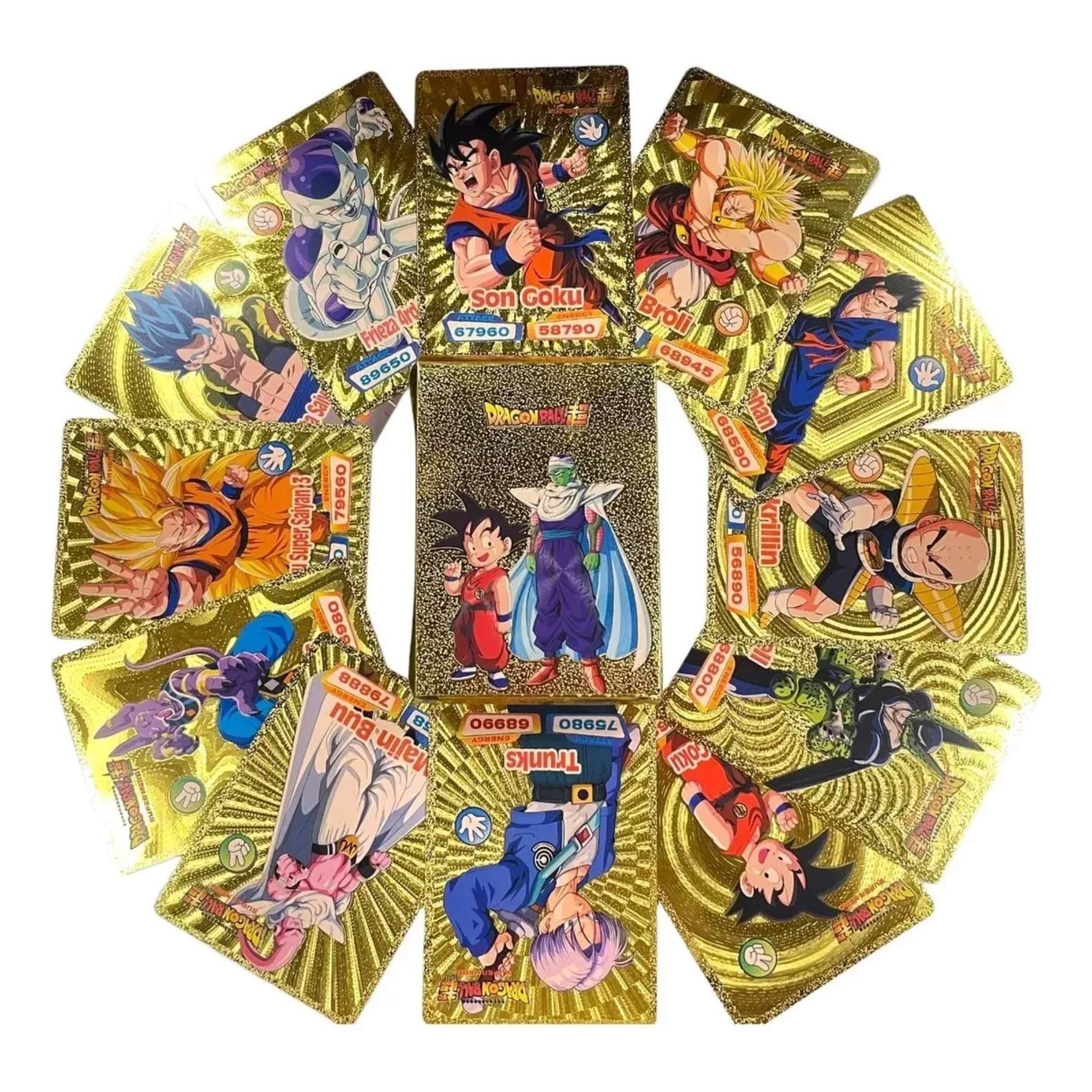 Juego De Cartas Tarjetas Dragon Ball Doradas Colección 55pz