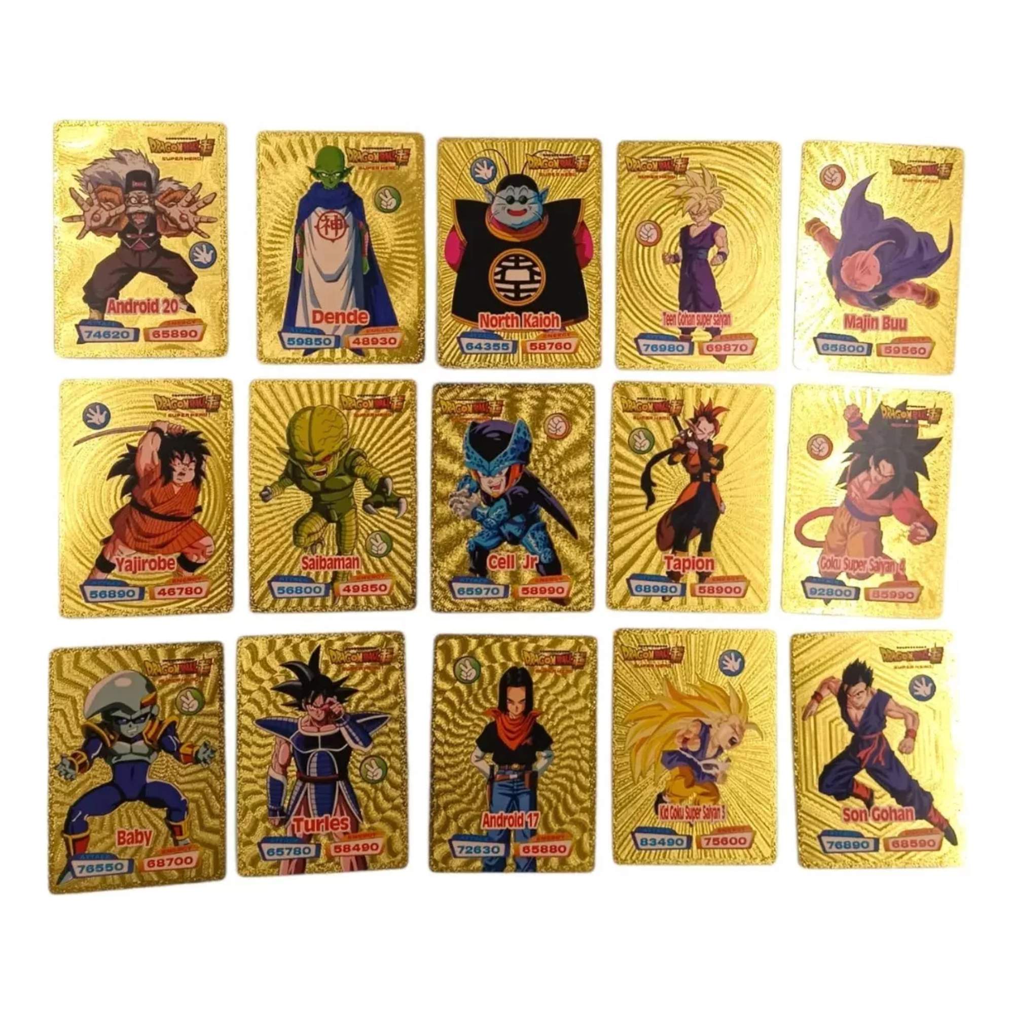 Juego De Cartas Tarjetas Dragon Ball Doradas Colección 55pz