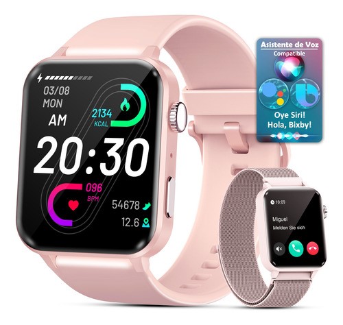 Reloj Inteligente Mujer, Smartwatch, Llamada, Asistente Voz